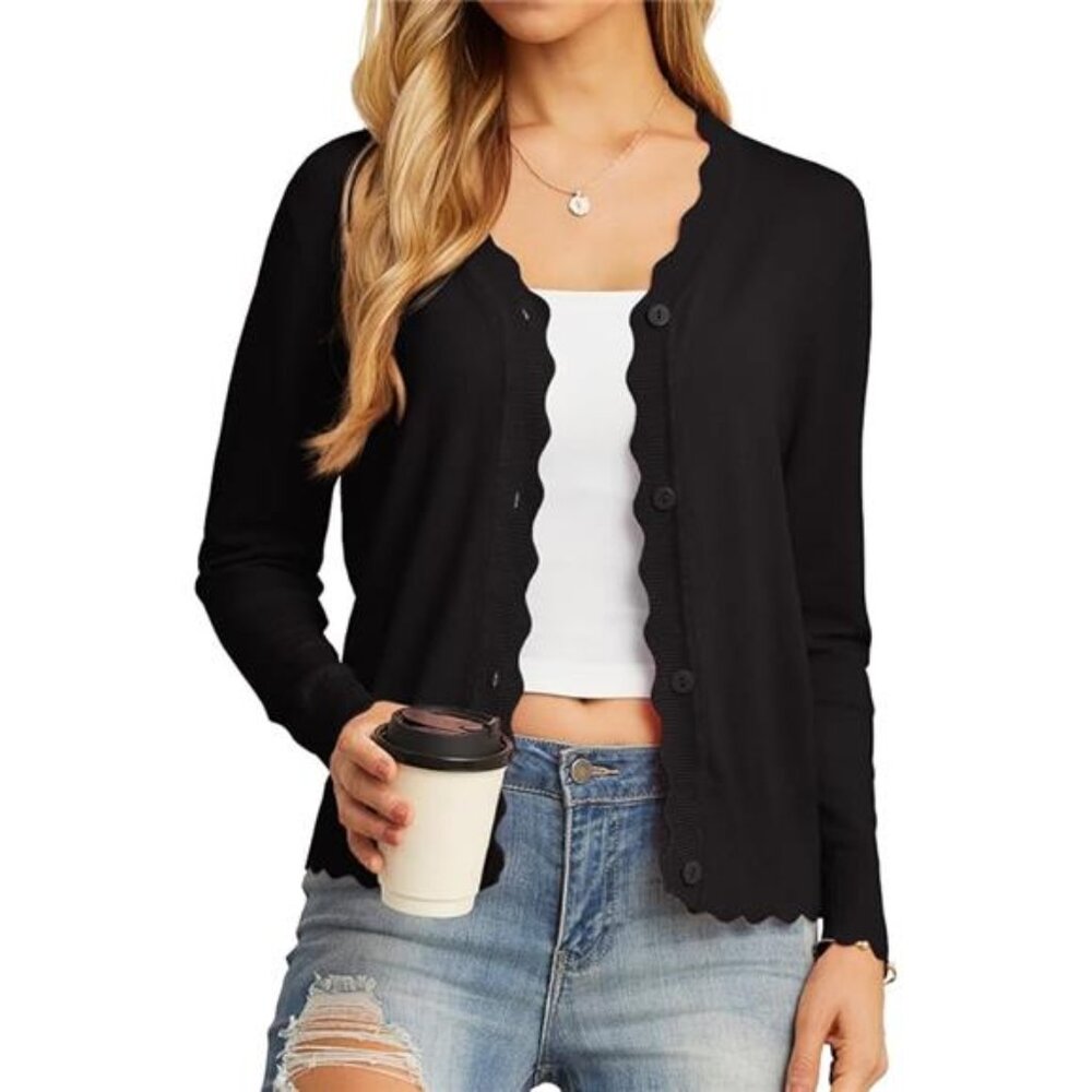 NEW Women's Long Sleeve V-Neck Button Down Cardigan Knit Shrugs Sweater - Picture 5 of 5
